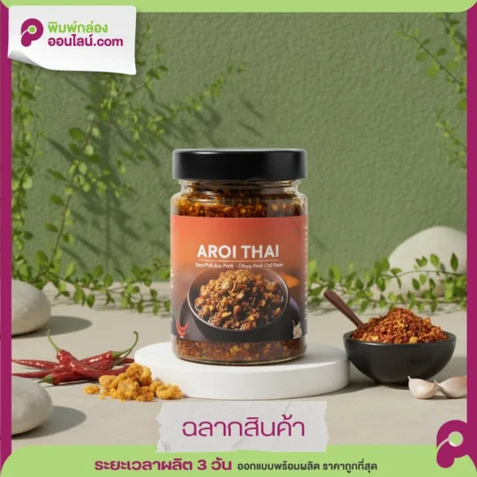 สติ๊กเกอร์โลโก้ AROI THAI สีส้มสวยงาม